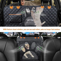 Waterproof Dog Car Seat Cover with Mesh Window & Zipper