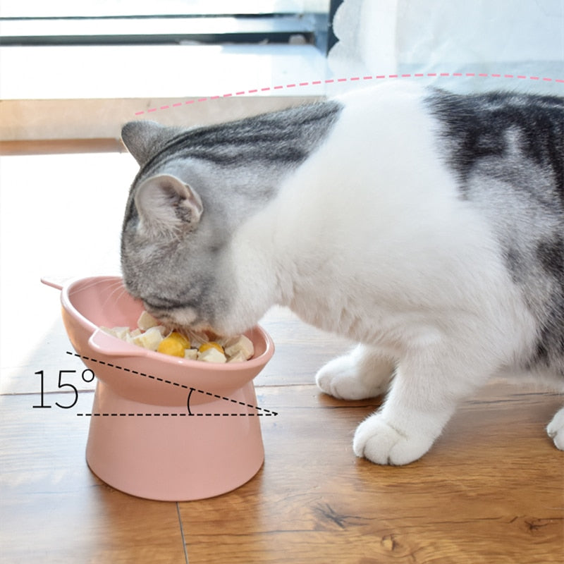 Pet Feeder Bowl, Cat/Dog Bowl 45° Neck Protector.