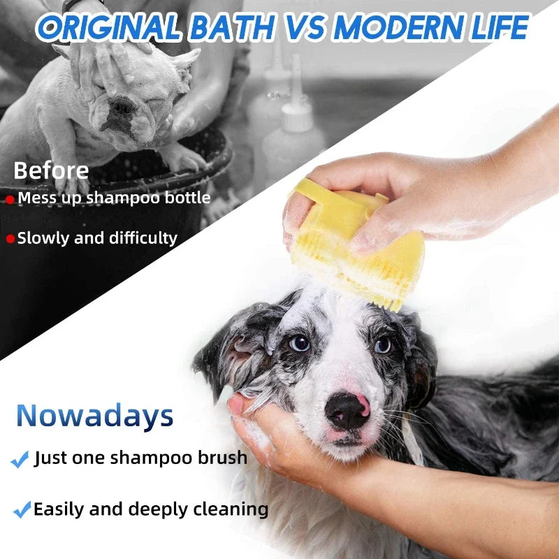 Soft Silicone Pet Shampoo Brush: 2.7oz Cat & Dog Massage Comb for Bathing and Grooming