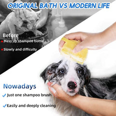 Soft Silicone Pet Shampoo Brush: 2.7oz Cat & Dog Massage Comb for Bathing and Grooming