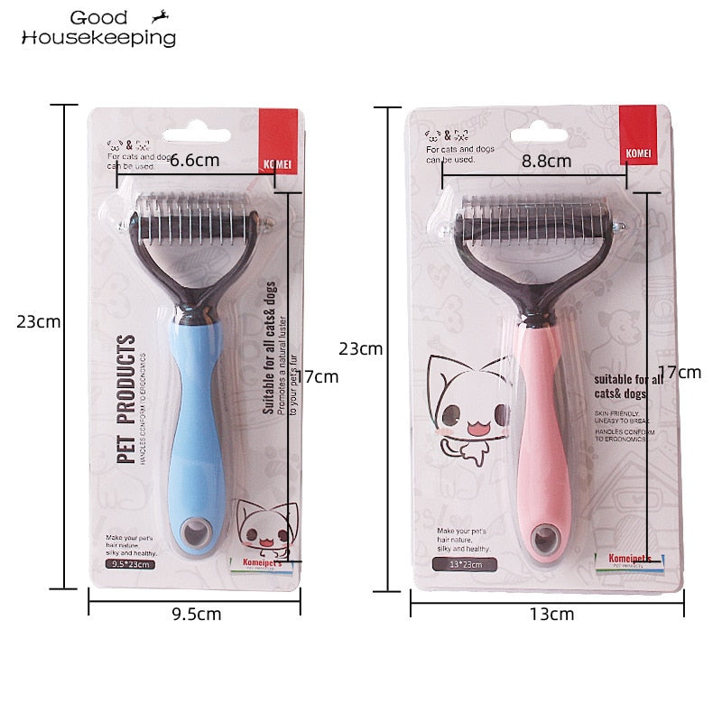 Dog/Cat Fur Knot Cutter Grooming Shedding Tool, Pet Hair Removal Comb Brush Double sided