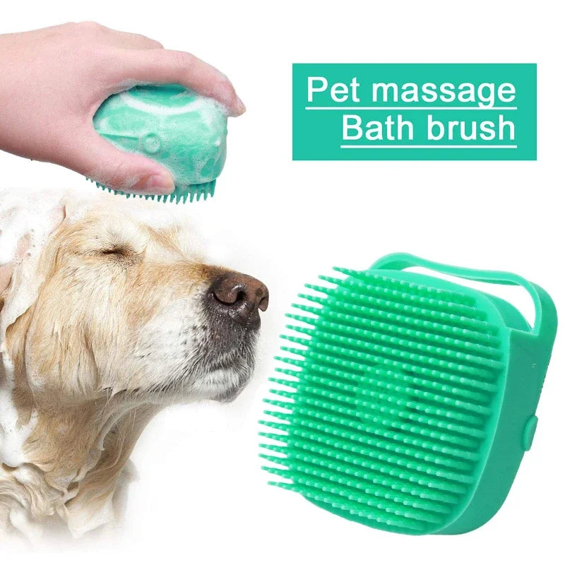 Soft Silicone Pet Shampoo Brush: 2.7oz Cat & Dog Massage Comb for Bathing and Grooming