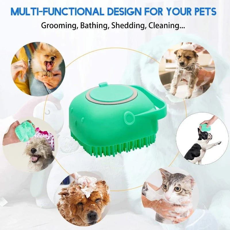 Soft Silicone Pet Shampoo Brush: 2.7oz Cat & Dog Massage Comb for Bathing and Grooming