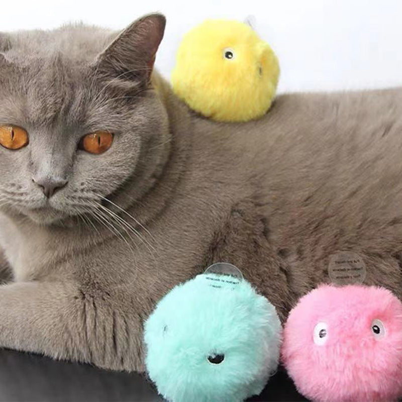 Smart and Interactive Fluffy Toy Catnip Ball, shake up your cat's Playtime.