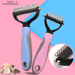 Dog/Cat Fur Knot Cutter Grooming Shedding Tool, Pet Hair Removal Comb Brush Double sided